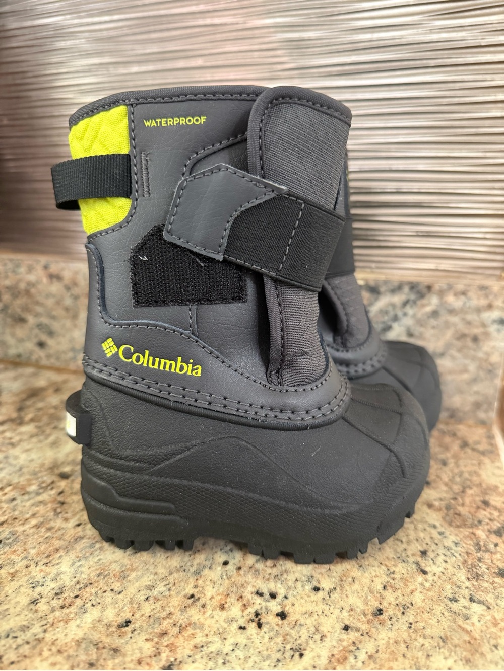 Columbia Kids Gray and Lime Waterproof Winter Boots
